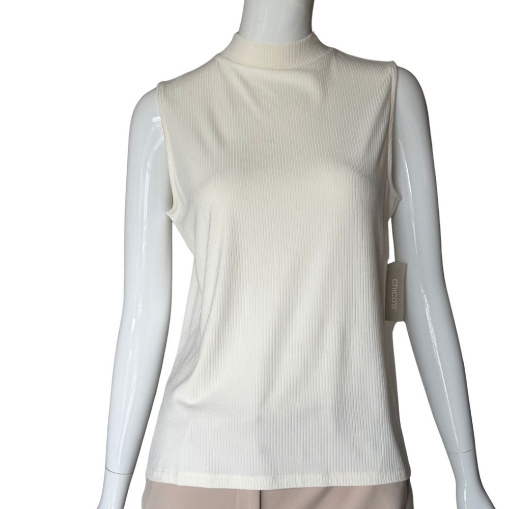 Chico's Mockneck Sleeveless Rib-Knit Top Size 1 (Medium) NWT